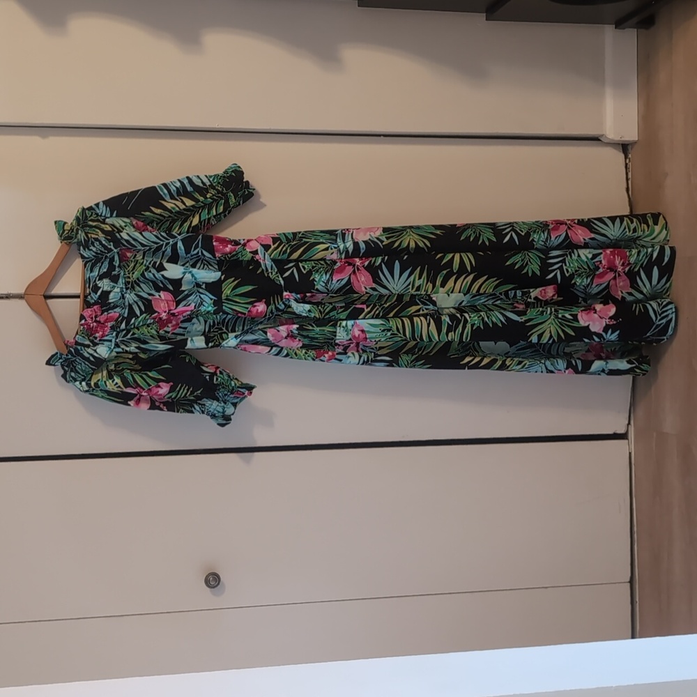 New York & Company Multi Color Floral Dress 100% Cotton Size M